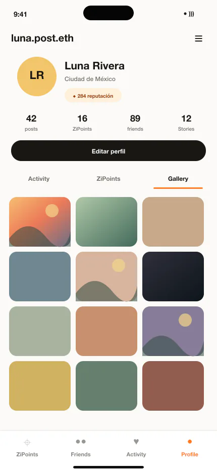 Composición de producto basada en Gallery para iOS con contenido sintético
