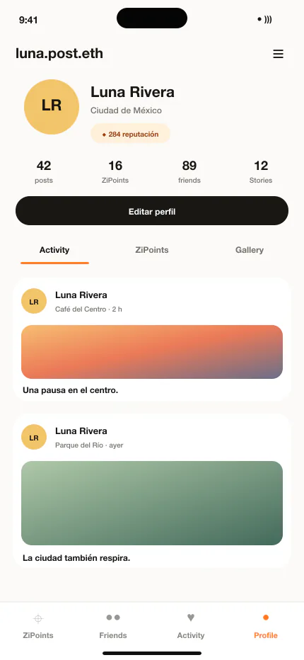 Composición de producto basada en el perfil actual de PostEth para iOS
